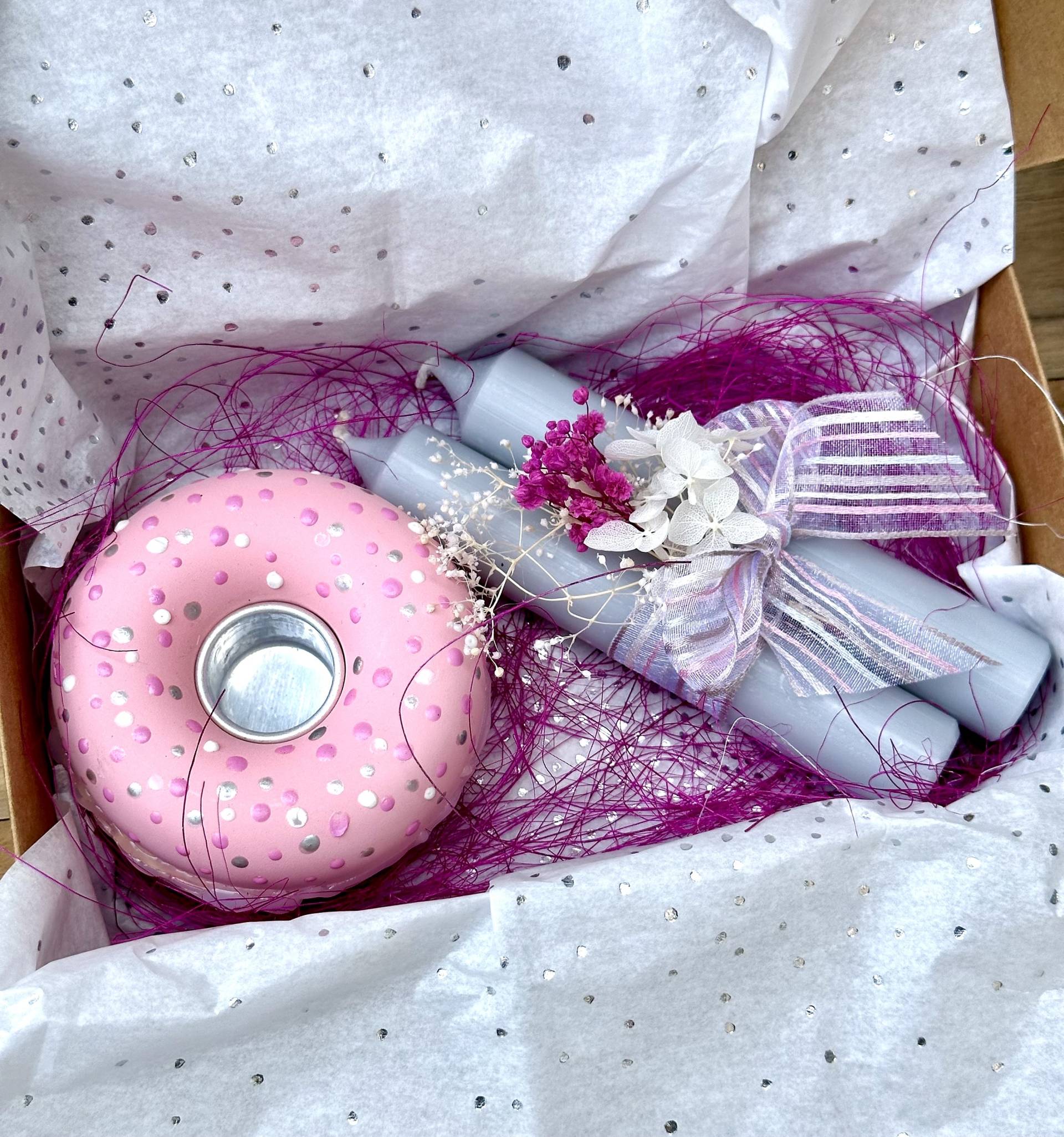 Donut - Kerzenständer Kerzenhalter Mit Kerze Geschenkset -Keines Geschenk -Auspacken Und Freuen Geburtstag Geburtstagsgeschenk von Etsy - KathisPapierkunst