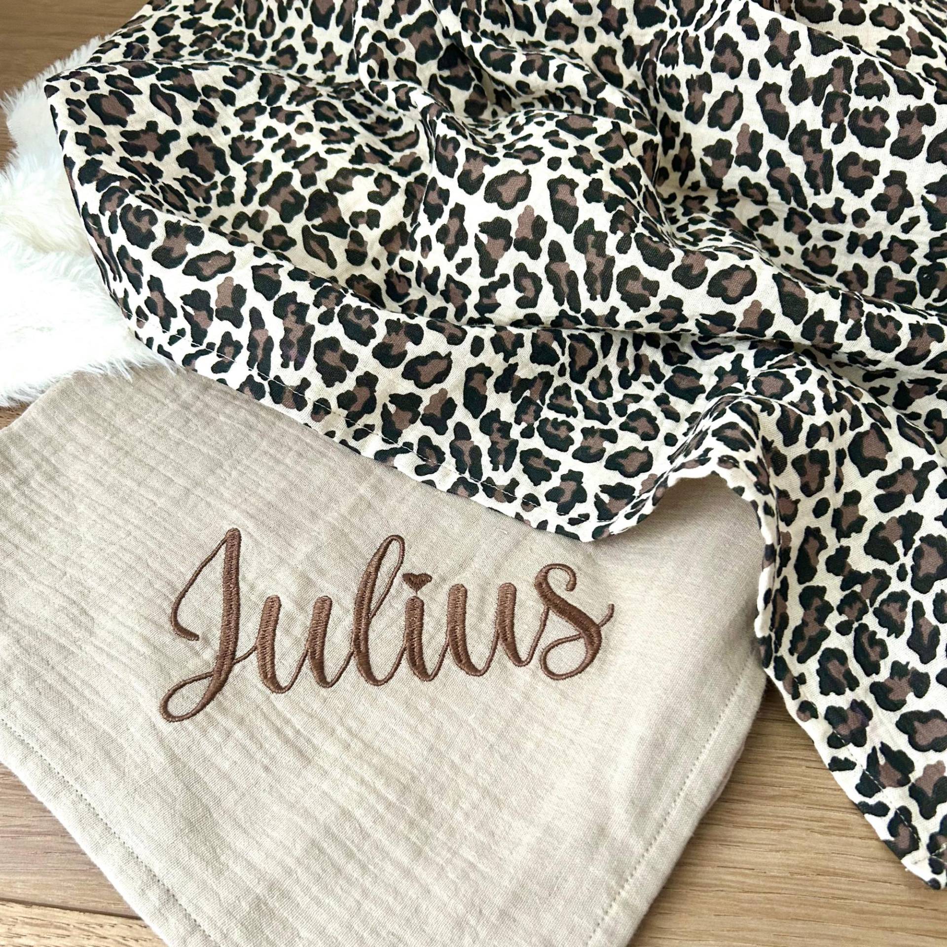 2Er Set Musselintuch Baby - Geschenkset Zur Geburt Spucktuch Personalisiert Mulltuch Leo Animal Print von Etsy - Kejki