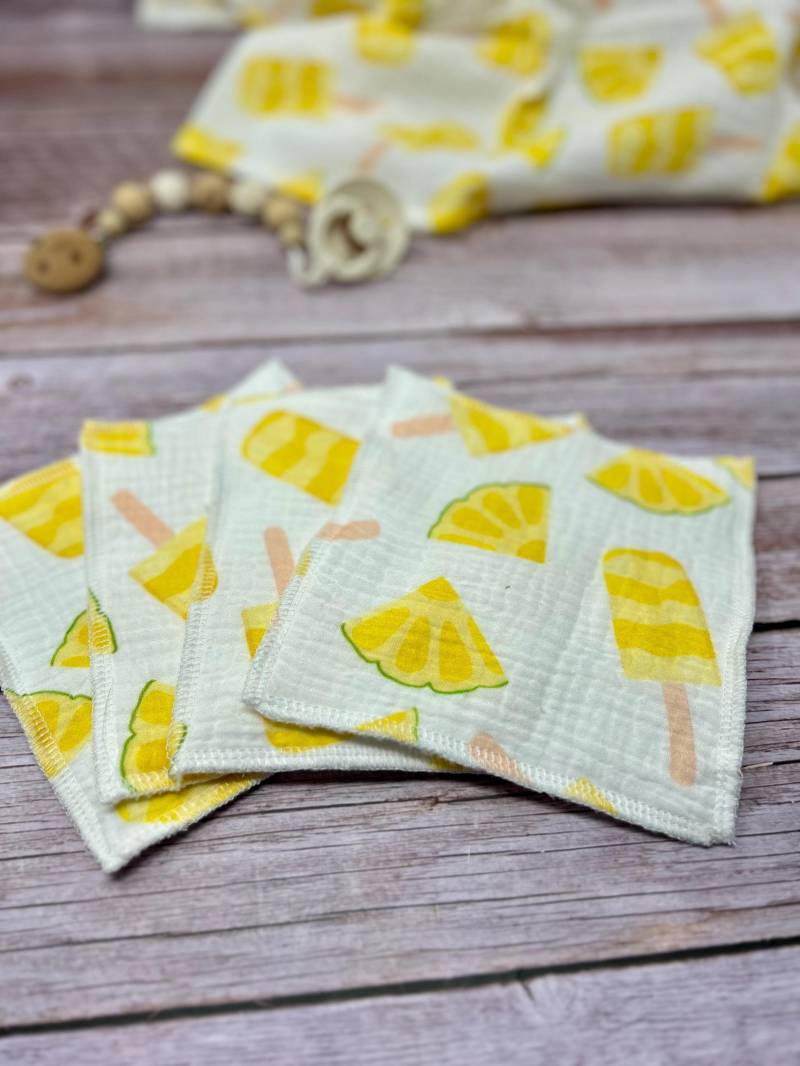 Waschlappen Set - Feuchttücher Musselin Frottee Baby Geschenk Zur Geburt Oder Babyparty-Zitrone Sommer Gelb Eis von Etsy - Kejki