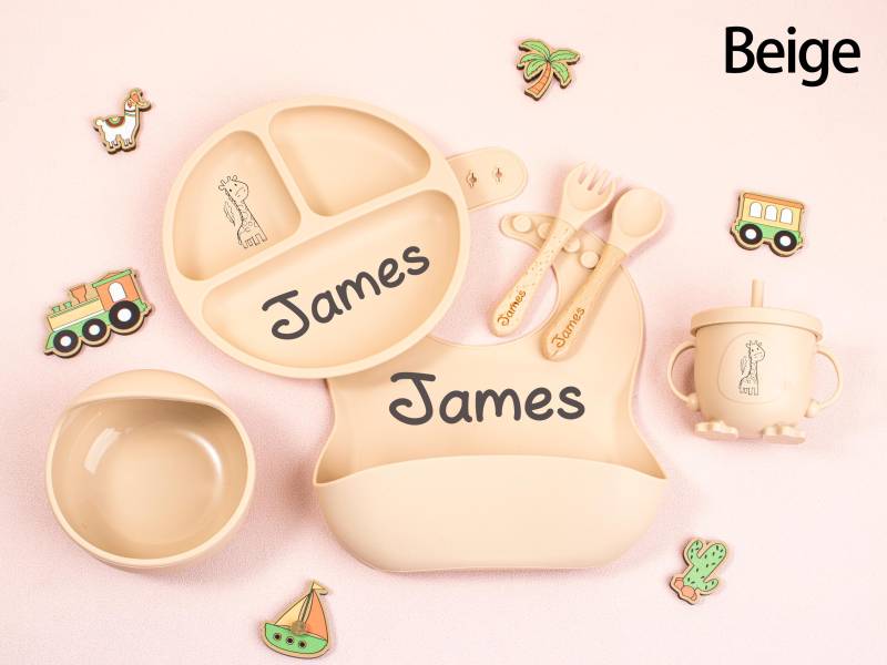 Personalized Engraved Baby Dining Set, Cartoon Weaning Set For Toddler Kids, Feeding With Name, Baby Shower Gift, Silicone von Etsy - KeychainGeschenke