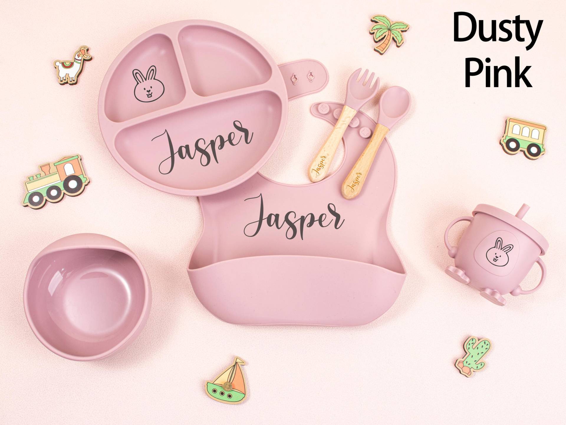 Personalized Engraved Baby Dining Set, Cartoon Weaning Set For Toddler Kids, Feeding With Name, Baby Shower Gift, Silicone von Etsy - KeychainGeschenke