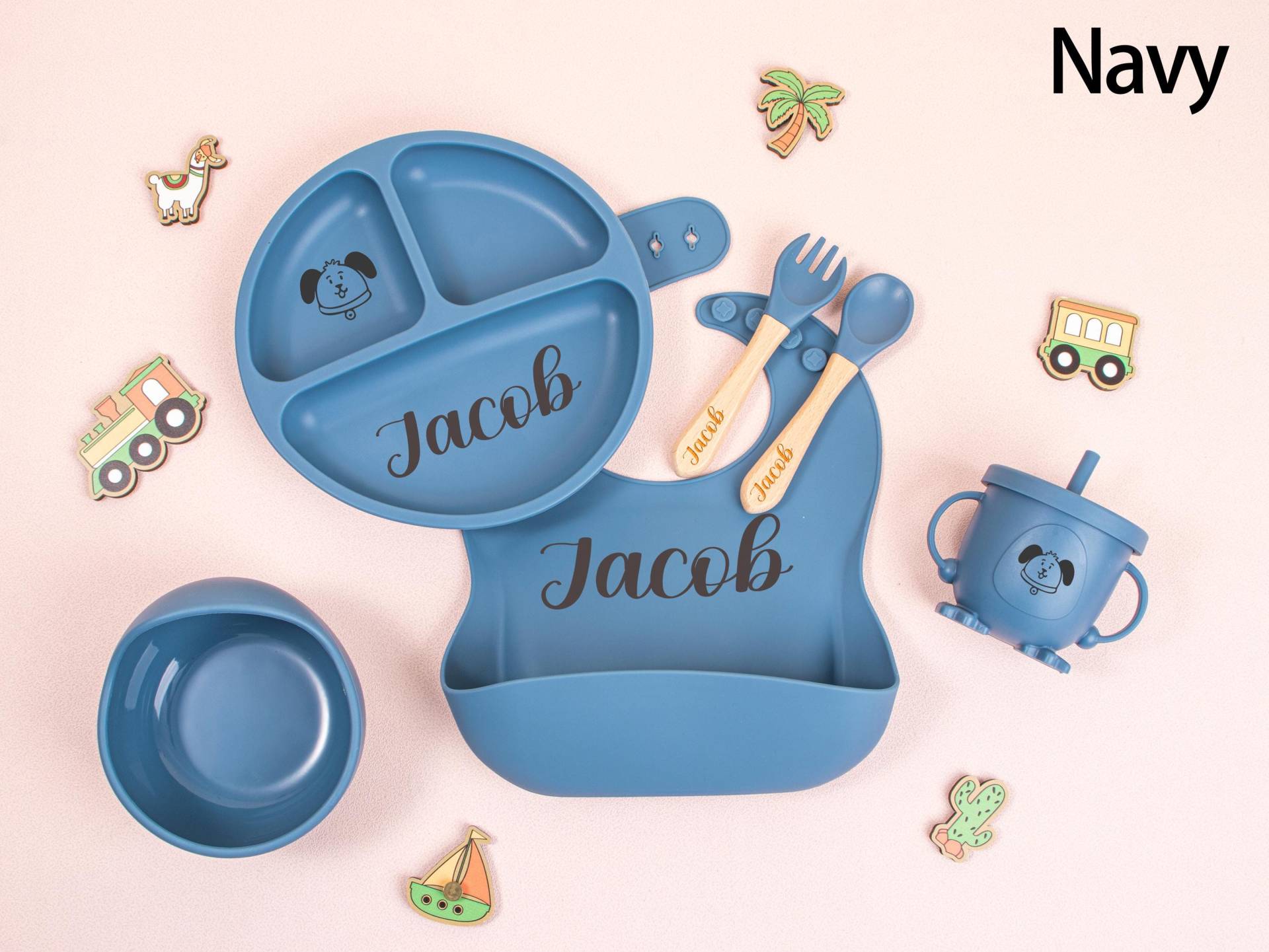 Personalized Engraved Baby Dining Set, Cartoon Weaning Set For Toddler Kids, Feeding With Name, Baby Shower Gift, Silicone von Etsy - KeychainGeschenke