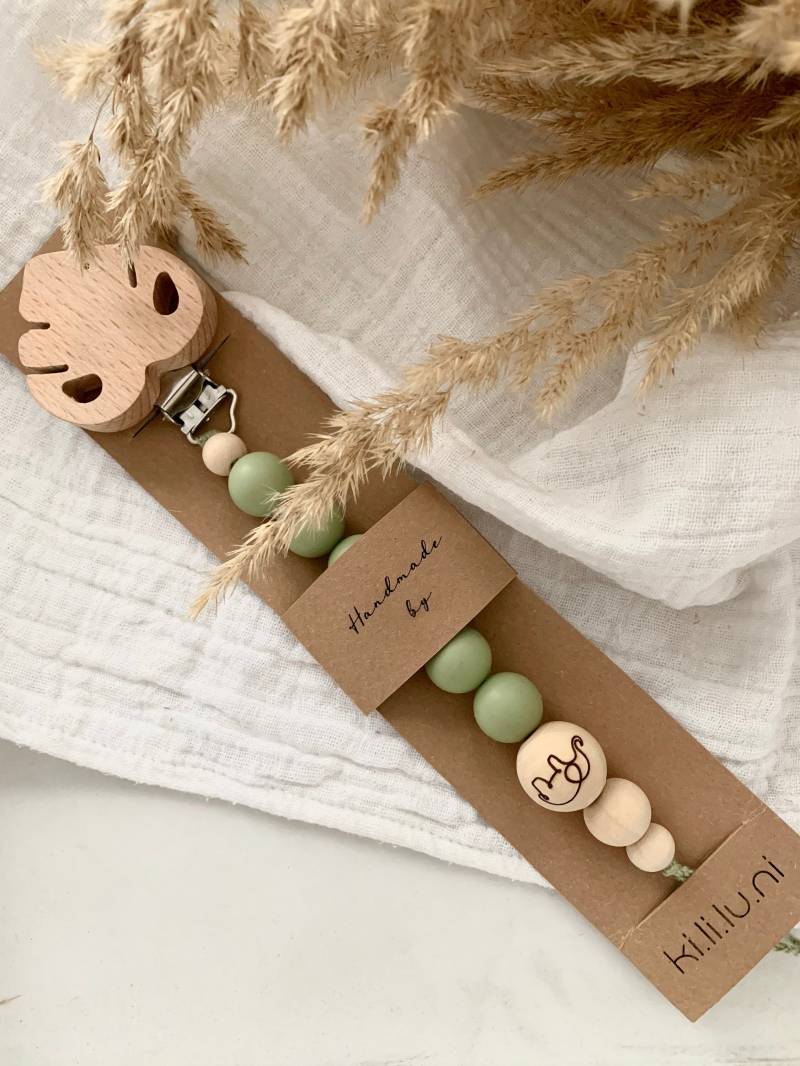 Schnullerkette Mit Namen | Jungel Safari Elefant von Etsy - KiLiLuNi