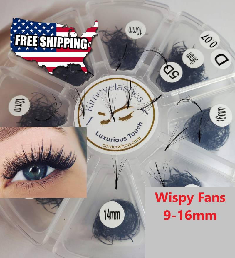 5D Wispy 1000 Fans Premade Volume Lose C, D Curl 0.07 Gemischte Längen Von Kimeyelashes Wimpernverlängerungen Liefert Promade Volumenfächer von Etsy - Kimeyelashes