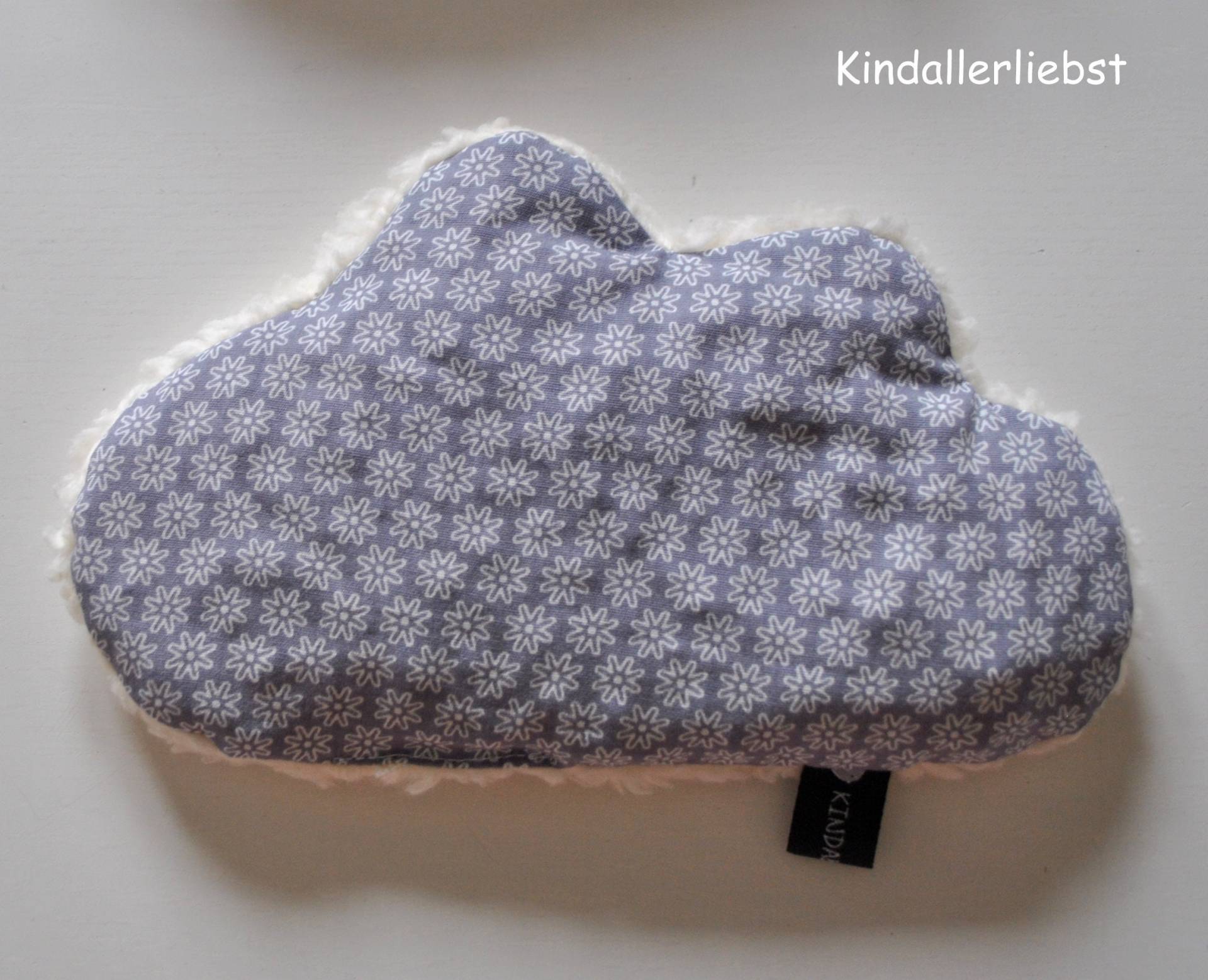 Kirschkernkissen Wärmekissen Wolke Grau Blümchen von Etsy - Kindallerliebst