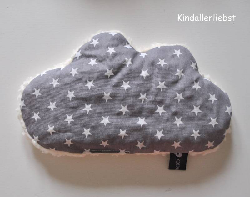 Kirschkernkissen Wärmekissen Wolke Grau Sterne von Etsy - Kindallerliebst