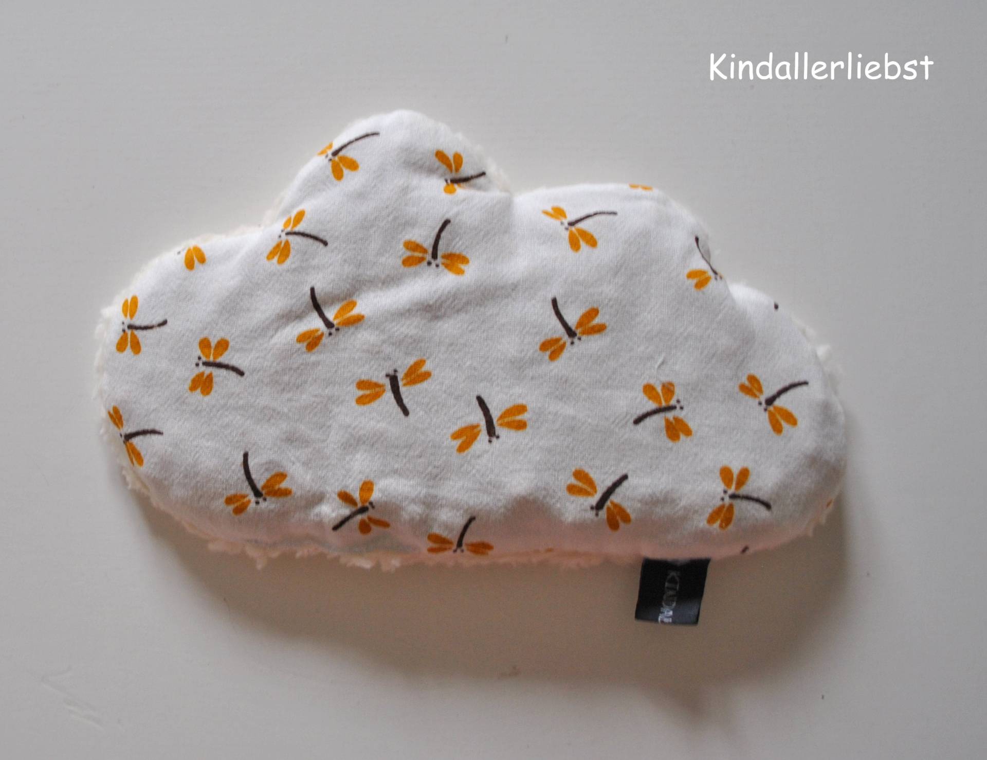 Kirschkernkissen Wärmekissen Wolke Weiß/Ocker Libellen von Etsy - Kindallerliebst