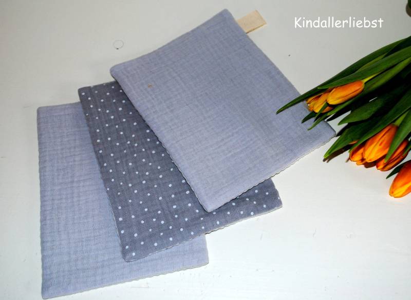 Waschlappen 3-Set 100%bw Waffelpiquestoff Musselin Graues Set von Etsy - Kindallerliebst