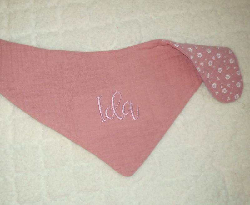 Musselin Wendetuch Rose | Name + Blümchen von Etsy - KinderkramDE