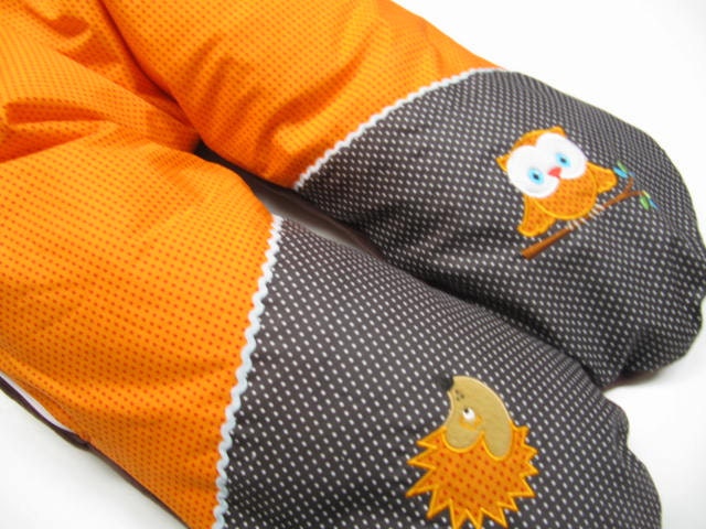 stillkissen, Orange-Braun, Igel + Eule, 190cm Langes, Großes Lagerungskissen von Etsy - Kindertraumfabrik