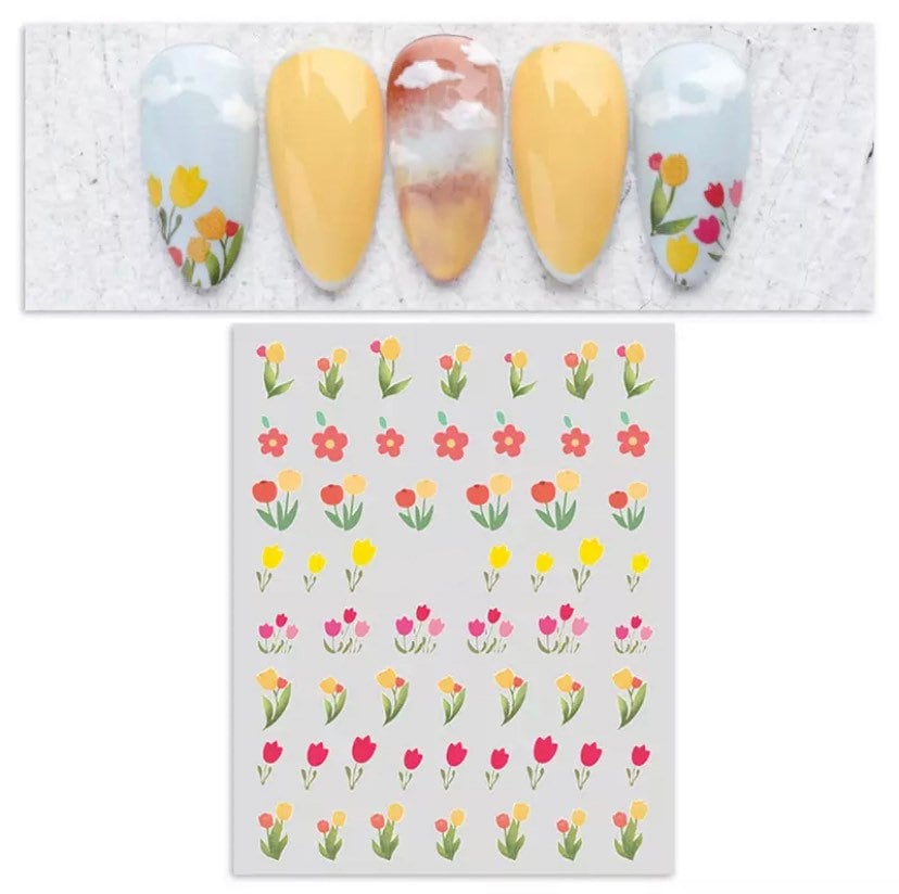 Bunte Tulpen Und Blumen, Nail Art Sticker von Etsy - KitschyNails