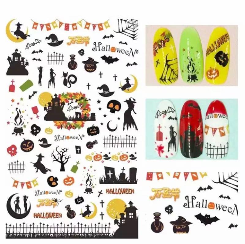 Halloween, Geisterhaus, Kürbis, Friedhof Und Hexen - Nail Art Set Sticker von Etsy - KitschyNails