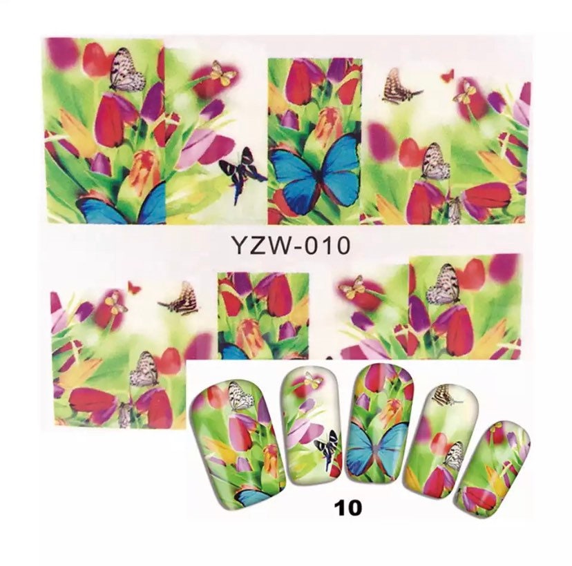 Wasser Transfernagel Sticker, Schmetterling Nagel Aufkleber, Blumen Und Schmetterlinge Design, Nail Art, Dekoration von Etsy - KitschyNails