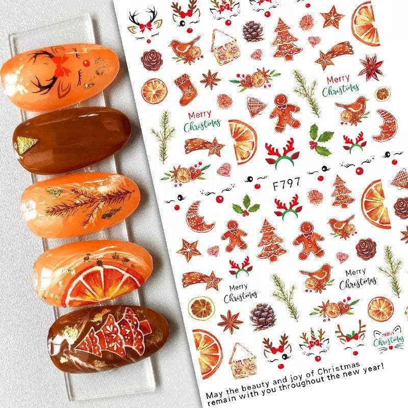 Weihnachten - Lebkuchenmann, Orangenscheiben Und Rentier Nail Art Sticker von Etsy - KitschyNails