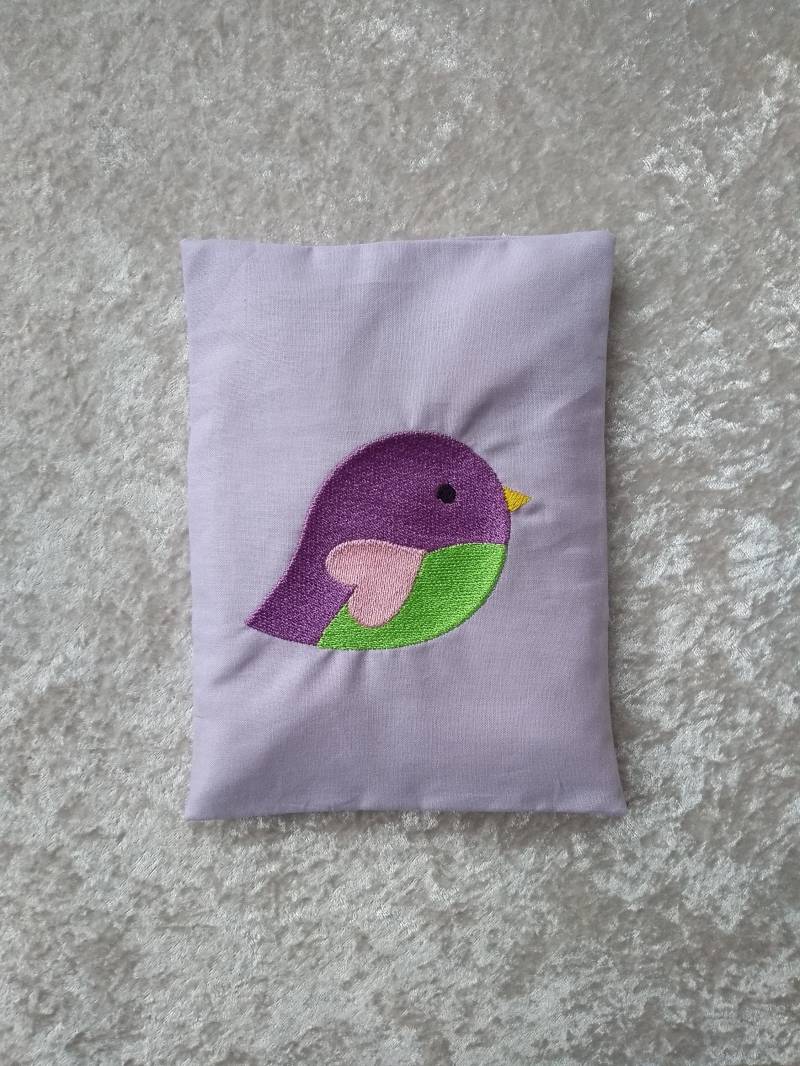 Wärmekissen, Vogel-stickerei, Hell-Lila von Etsy - KleineWohlmanufaktur