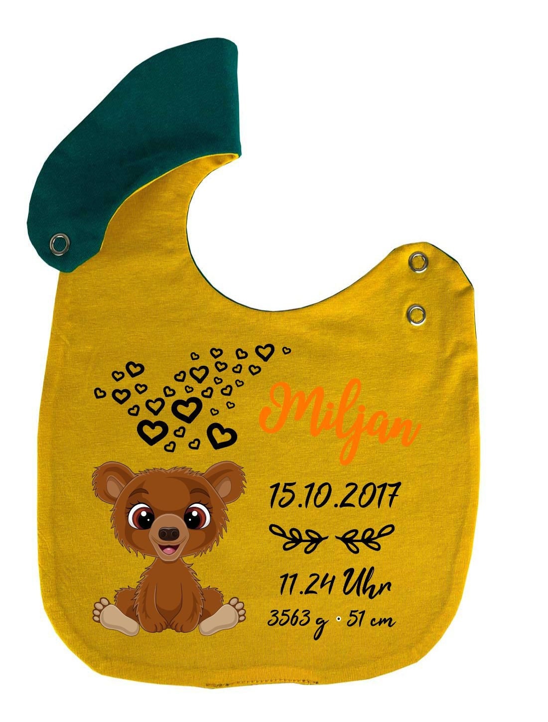 Wende Lätzchen Multicolor Cute Bär Personalisiert Mit Geburtsdaten von Etsy - KleinerFratzStore