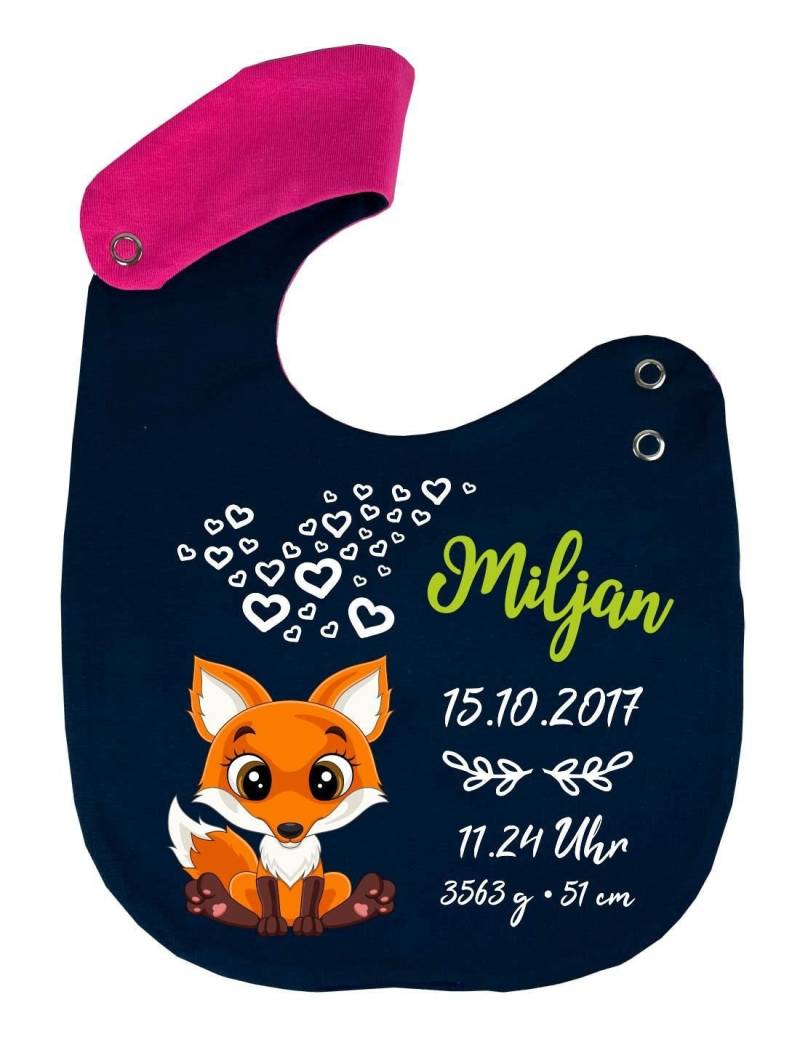 Wende Lätzchen Multicolor Cute Fuchs Personalisiert Mit Geburtsdaten von Etsy - KleinerFratzStore