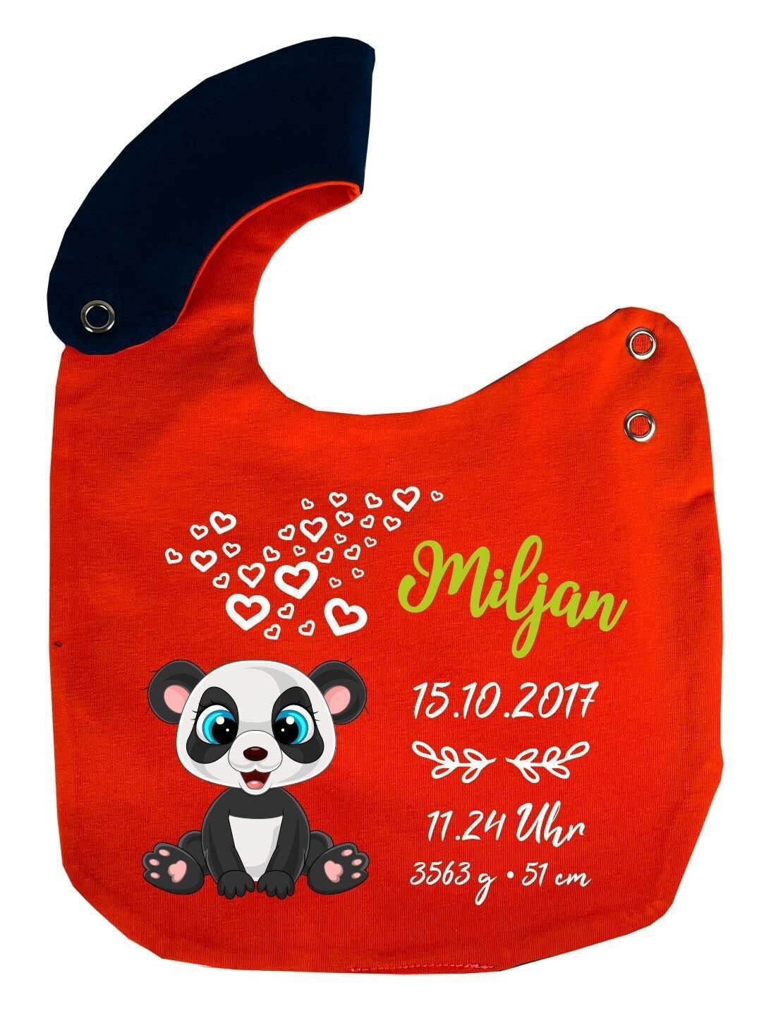 Wende Lätzchen Multicolor Cute Panda Personalisiert Mit Geburtsdaten von Etsy - KleinerFratzStore