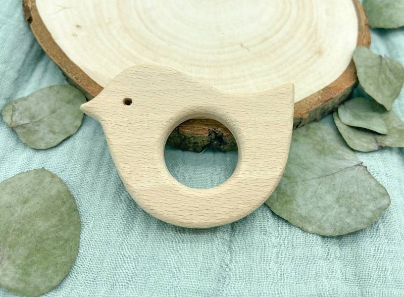 Beißring Natur Holz Vogel von Etsy - Klitzebunt