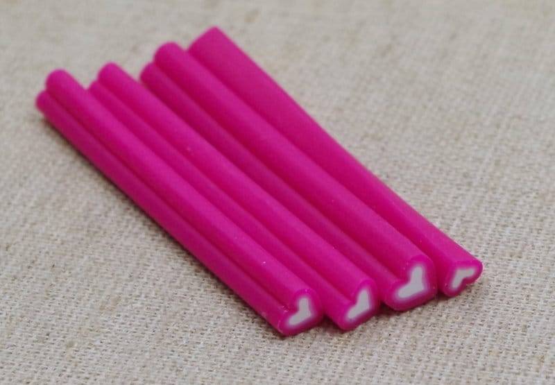 4 Polymer Clay Sticks Herz Pink - Nail Art Muster von Etsy - Klunkerinsel