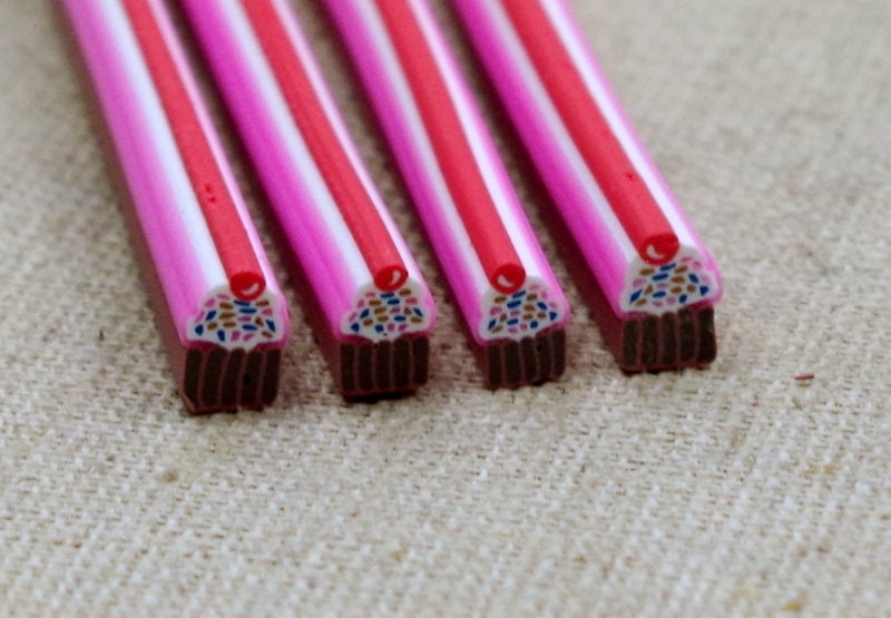 4 Polymer Clay Sticks Kirsch Schoko Muffin von Etsy - Klunkerinsel