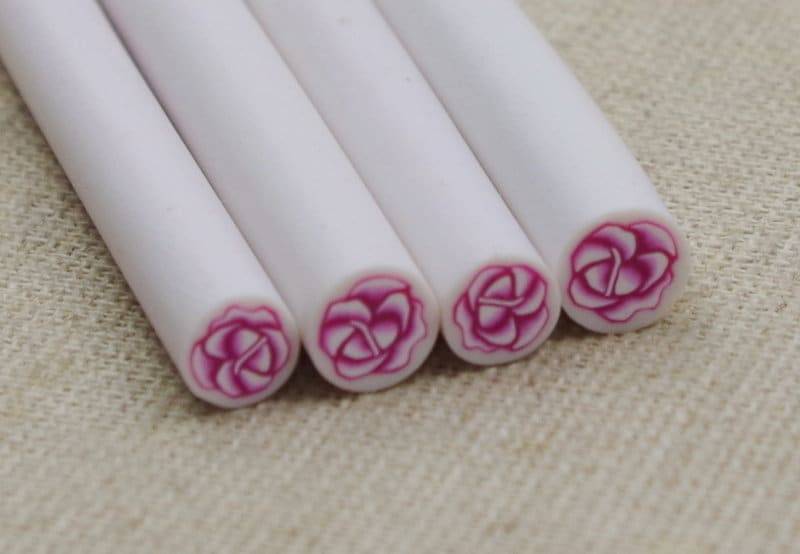 4 Polymer Clay Sticks Rose - Nail Art Muster Pink von Etsy - Klunkerinsel