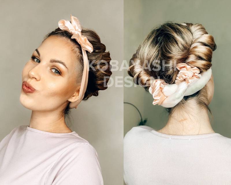 Reine Seide Heatless-Locken Haarband Mit Schleife, Langes Lockenwickler-Kit Scrunchy, Kein Fizz Beachy Wave-Set, Perfektes Geschenk Für Sie von Etsy - KobayashiDesign