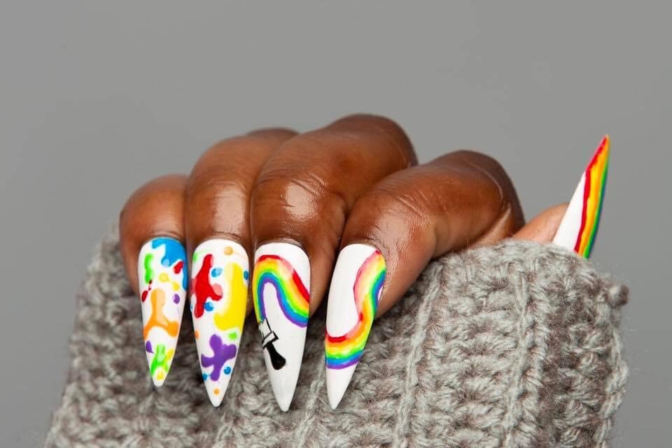 Regenbogenmaler Splat Press On Nails von Etsy - KoleAdeleNail