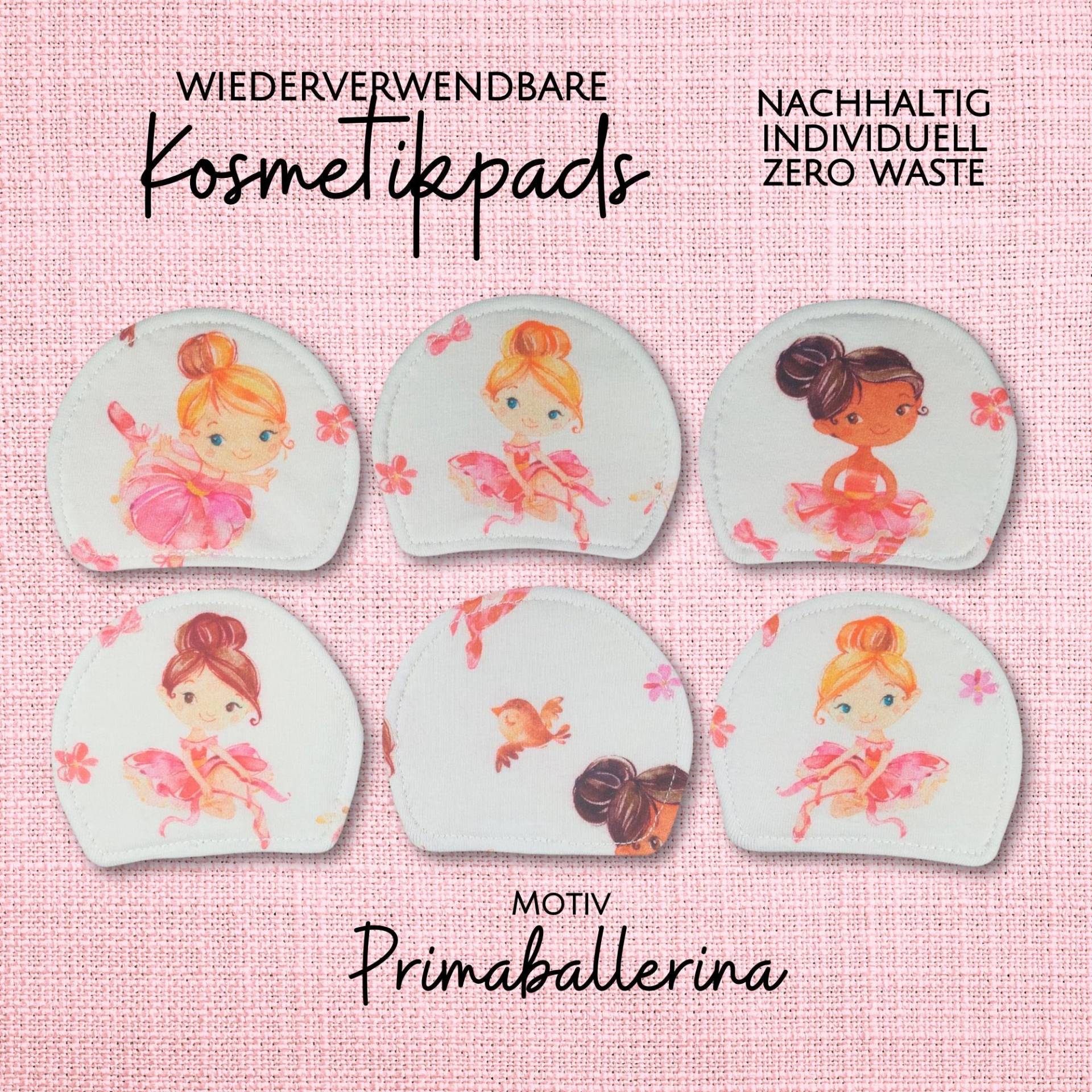 Kosmetikpads 6Er Set - Bio Baumwolle Bunt Waschbar Öko "Primaballerina" von Etsy - Kristallnadel