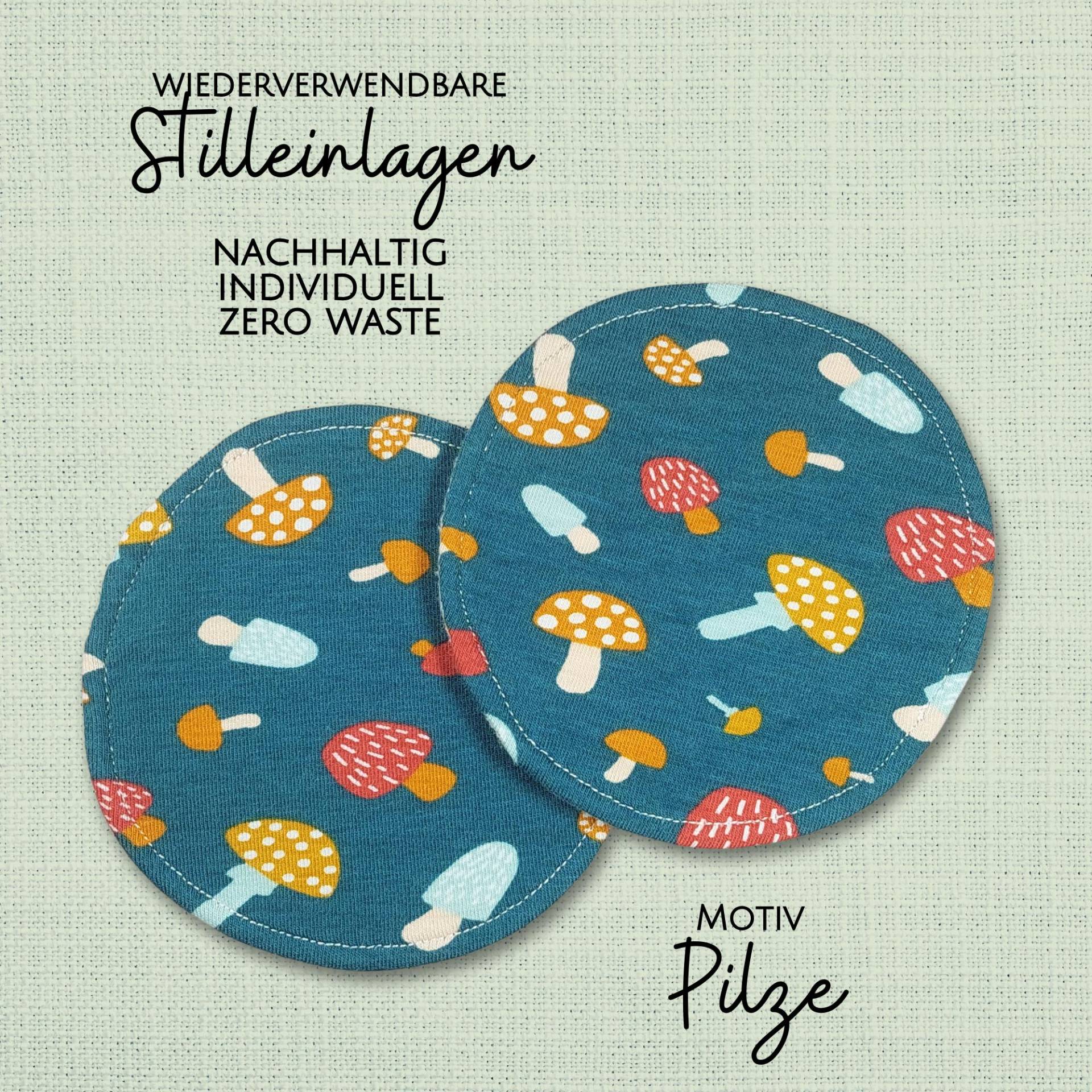 Waschbare - Wiederverwendbare Stilleinlagen Stillpads Aus Bio Öko Baumwolle "Pilze" von Etsy - Kristallnadel