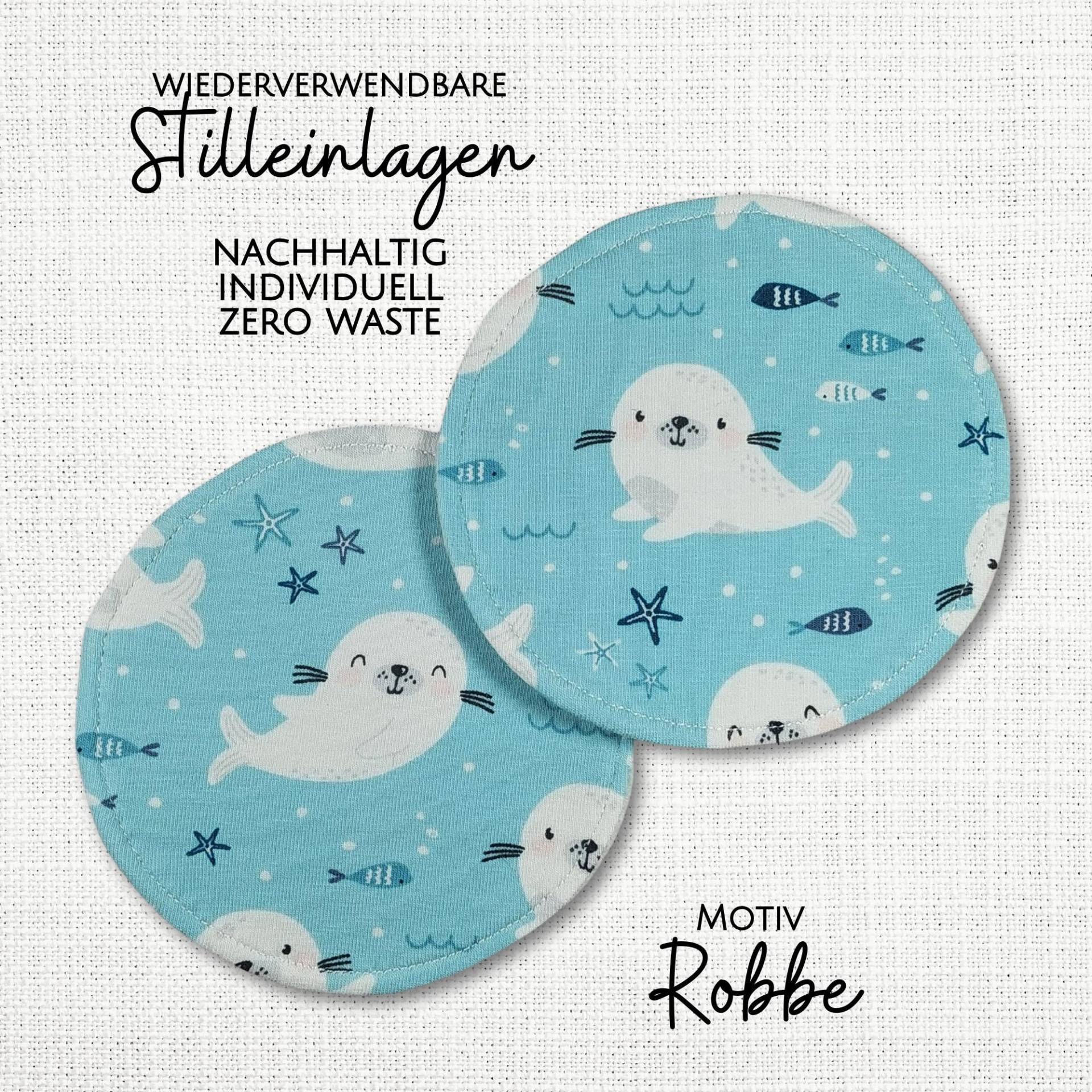 Waschbare - Wiederverwendbare Stilleinlagen Stillpads Aus Bio Öko Baumwolle "Robbe" von Etsy - Kristallnadel