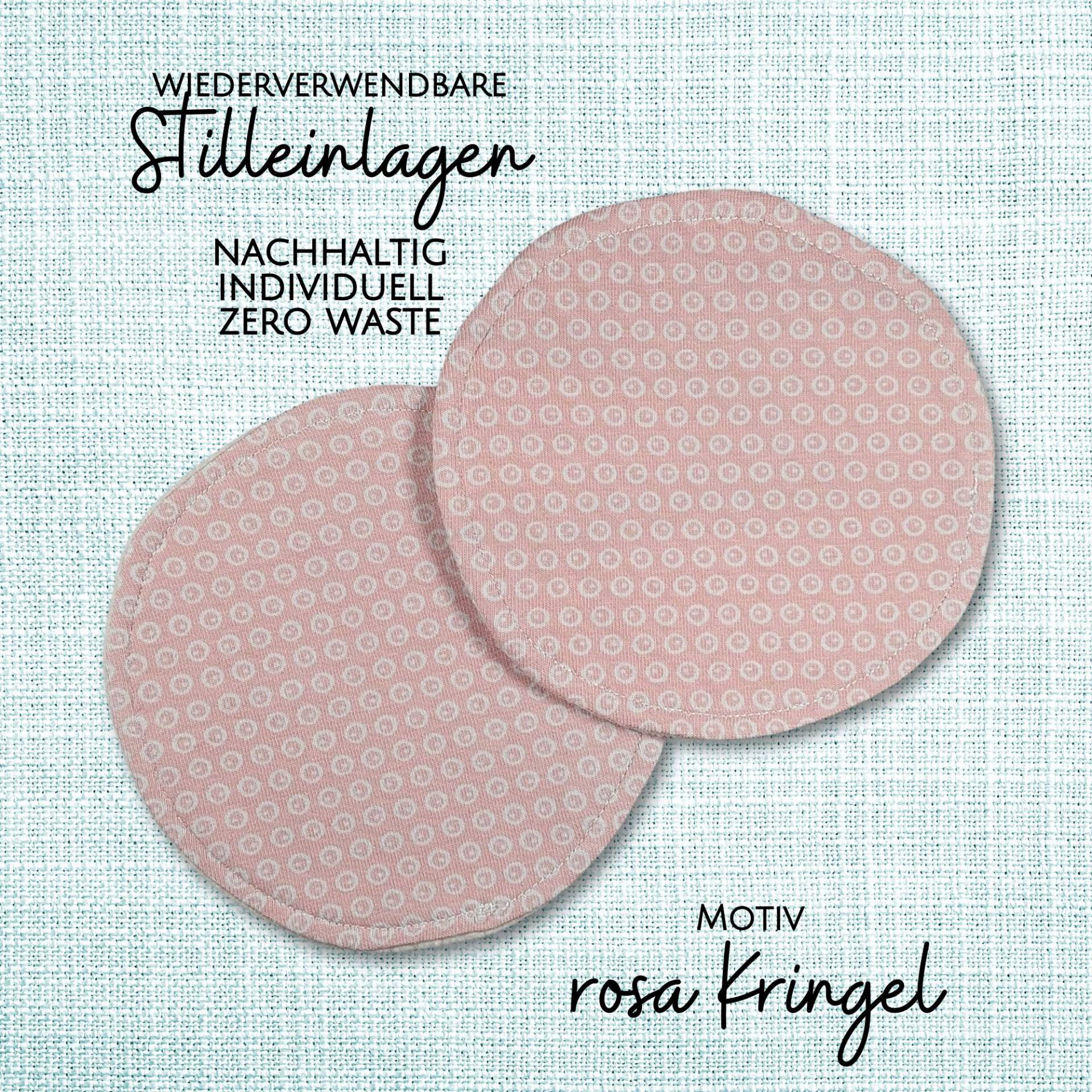 Waschbare - Wiederverwendbare Stilleinlagen Stillpads Aus Bio Öko Baumwolle "Rosa Kringel" von Etsy - Kristallnadel