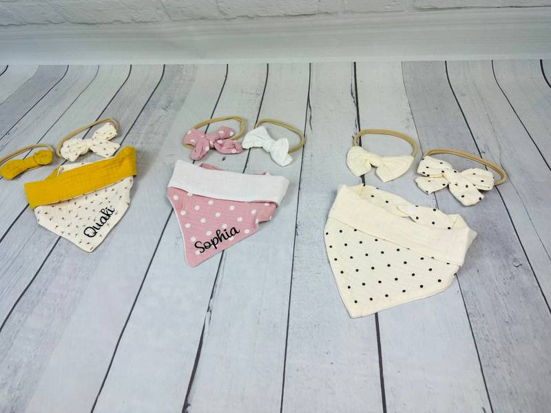 Baby Dreieckstücher Mit Stirnbänder Set - Geburt Geschenk Stirnband Tuch Personalisiert Wunschnamen von Etsy - KunterbuntBerlin