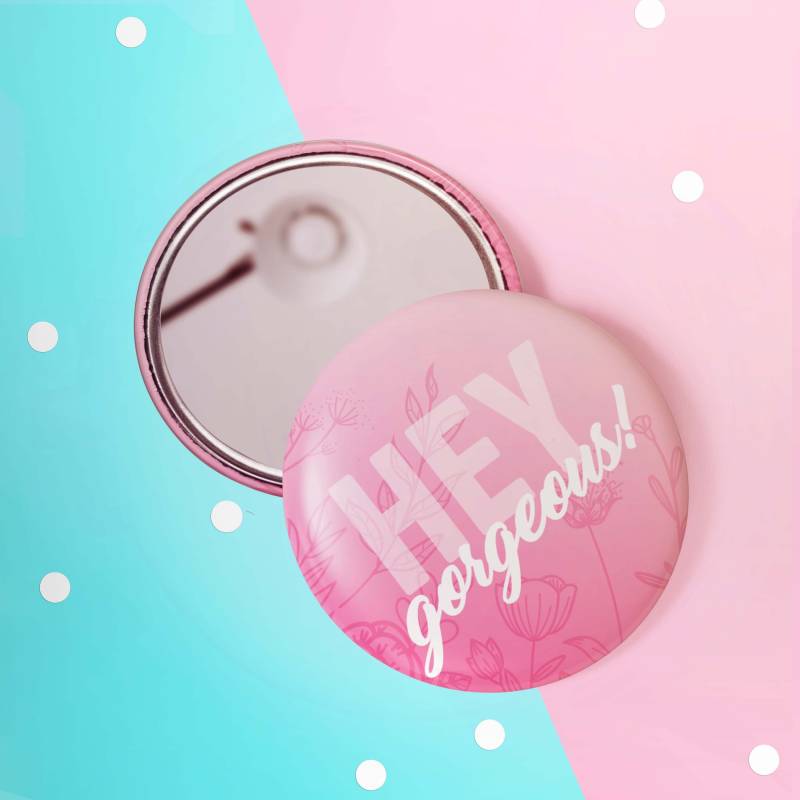 Hey Gorgeous - Positivität Affirmative | Positive Affirmation 58mm Taschenspiegel Selbstpflege Geldbörse Spiegel von Etsy - KuriousKatieDesigns