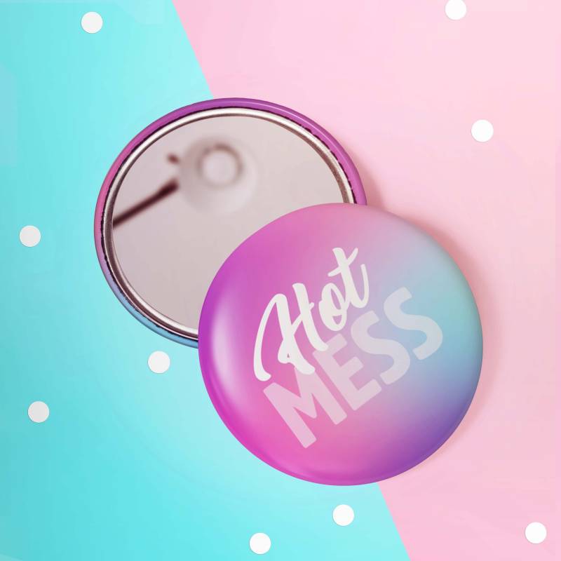 Hot Mess - Positivität Affirmative | Positive Affirmation 58mm Taschenspiegel Selbstpflege Geldbörse Spiegel von Etsy - KuriousKatieDesigns