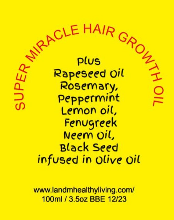 Super Miracle Haarwuchsöl Mit Schwarzkümmel Neemöl Rapsöl Rosmarin Pfefferminz Zitronenöl Bockshornklee Olivenöl - 100Ml von Etsy - L2MHairBodyShop