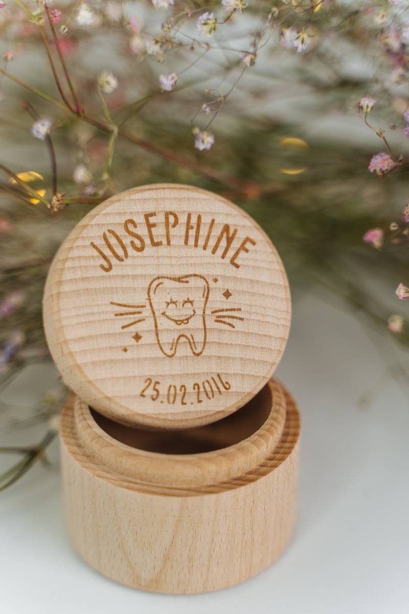 Runde Milchzahndose Aus Holz - Personalisiert von Etsy - LAUBLUST