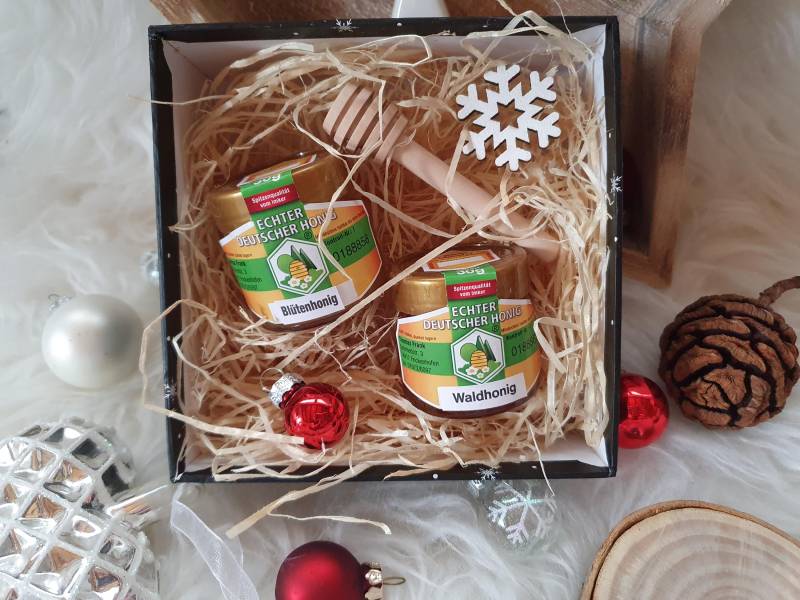 Kleines Weihnachtsgeschenk Wichtelgeschenk Weihnachten Honig Geschenkbox Adventskalender Honigglas Geschenk Honiglöffel Laviosar von Etsy - LAVIOSAR