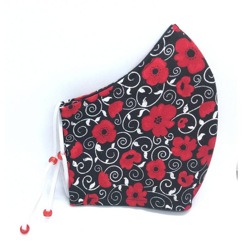 Black Red Poppy Maskenbezug Mit Nasendraht Und Filtertasche Xs Bis Xl Gesichtsmasken | S, Strümpfe Stuffers von Etsy - LCDArtShop