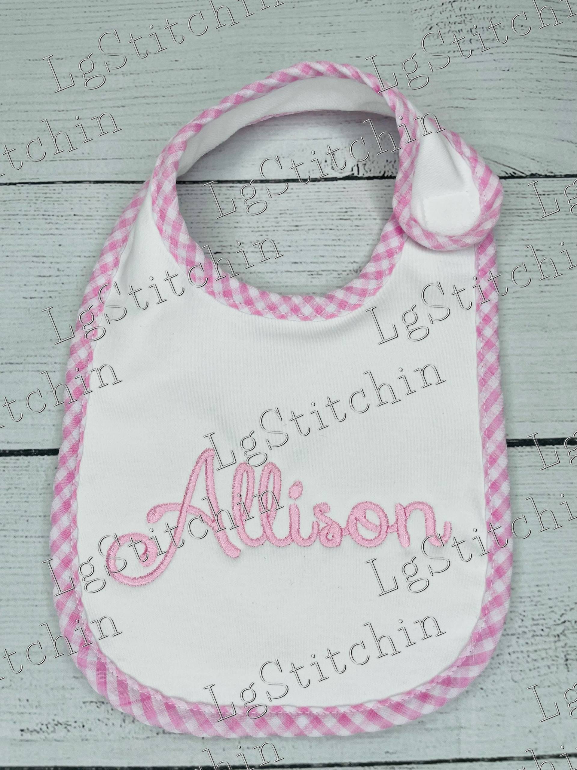 Rosa Lätzchen Gingham Trimmen Benutzerdefinierte Baby Niedlichen Baumwollgeschenk Baby-Dusche-Geschenk Personalisiertes Geschenk Besticktes von Etsy - LGStitchin