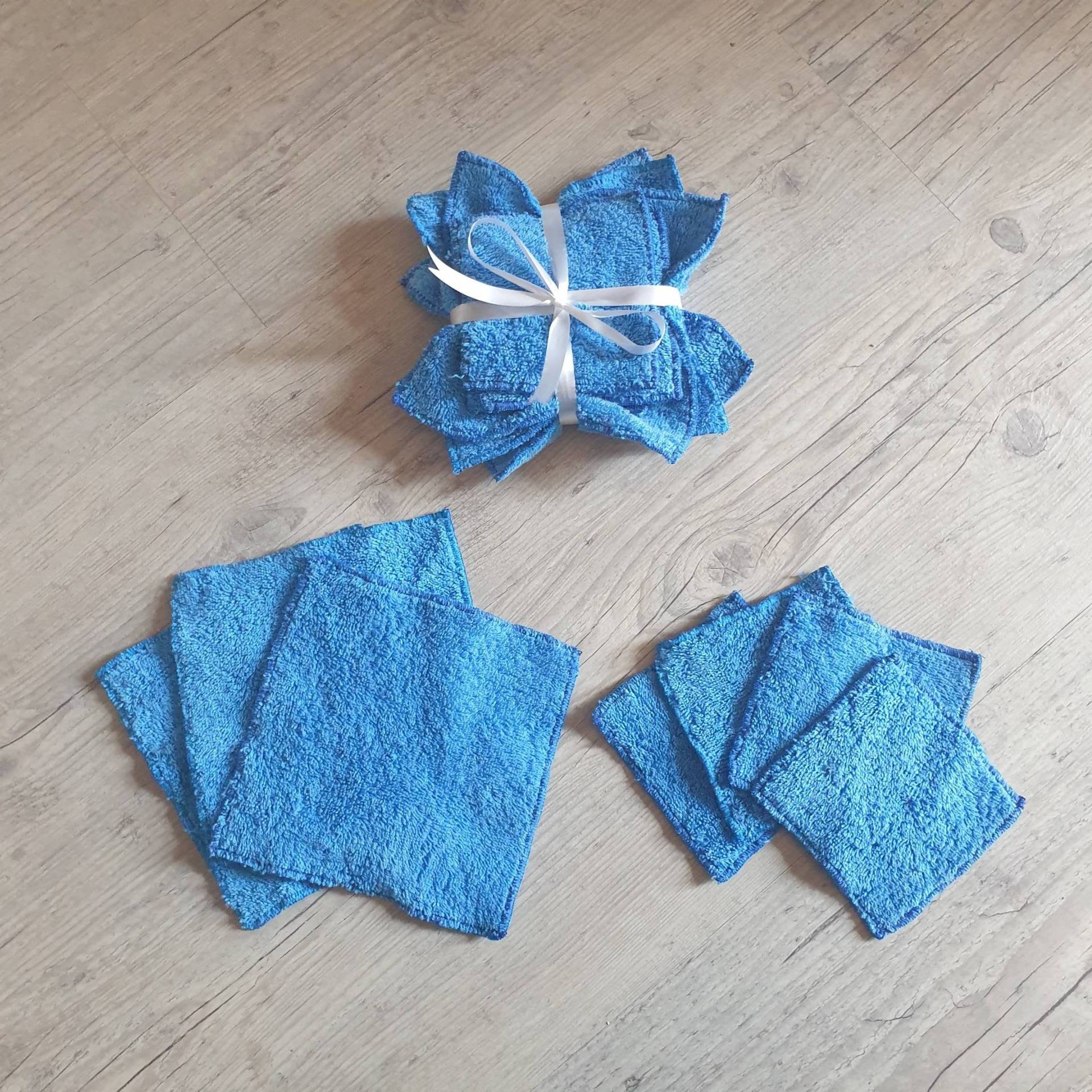 Set Aus 4 Waschbaren Babytüchern Und 3 Waschlappen, Recycelte Frottee-Baumwolle, Lagunenblau, 10x10cm 15x15cm, Upcycling, 100 % Baumwolle von Etsy - LaCabaneAuxTissus