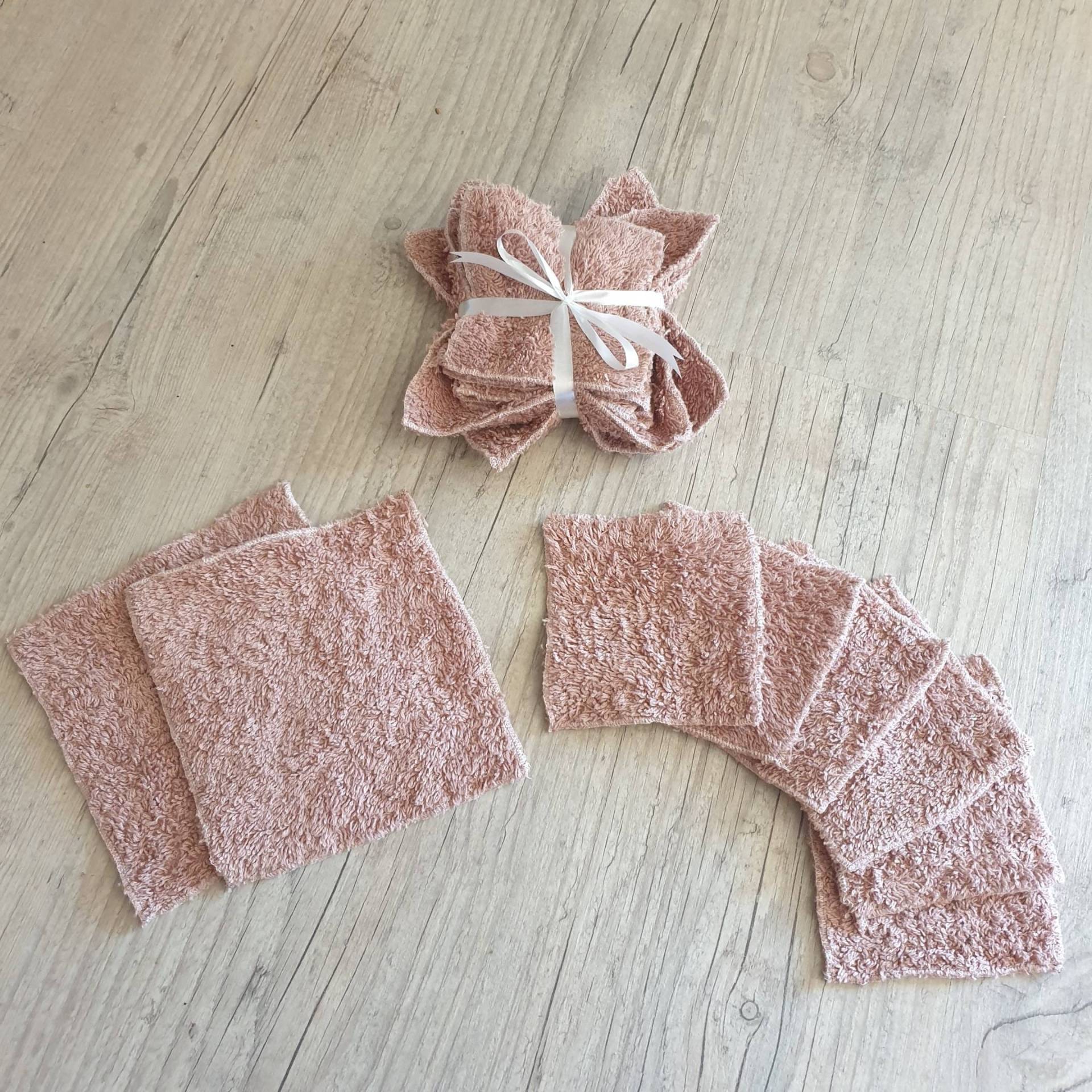 Set Mit 6 Waschbaren Babytüchern Und 2 Waschlappen, Recycelte Frottee-Baumwolle, Rosa Beige, 10x10cm 15x15cm, Upcycling, 100% Baumwolle von Etsy - LaCabaneAuxTissus