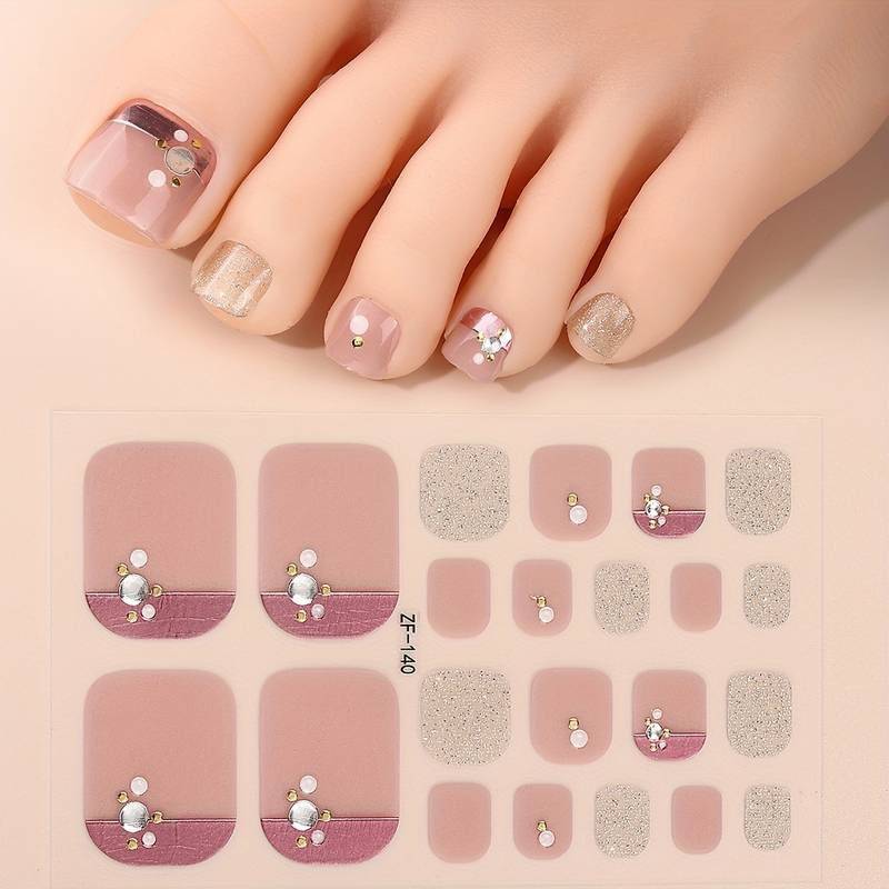 Nagelfolie Selbstklebend Mit Perle Und Strass F. Zehennägel Full Cover Nagelsticker Pediküre Steine Aufkleber Ohne Lampe 5D Weinrot Füße Diy von Etsy - LaPerlaDiSaWi