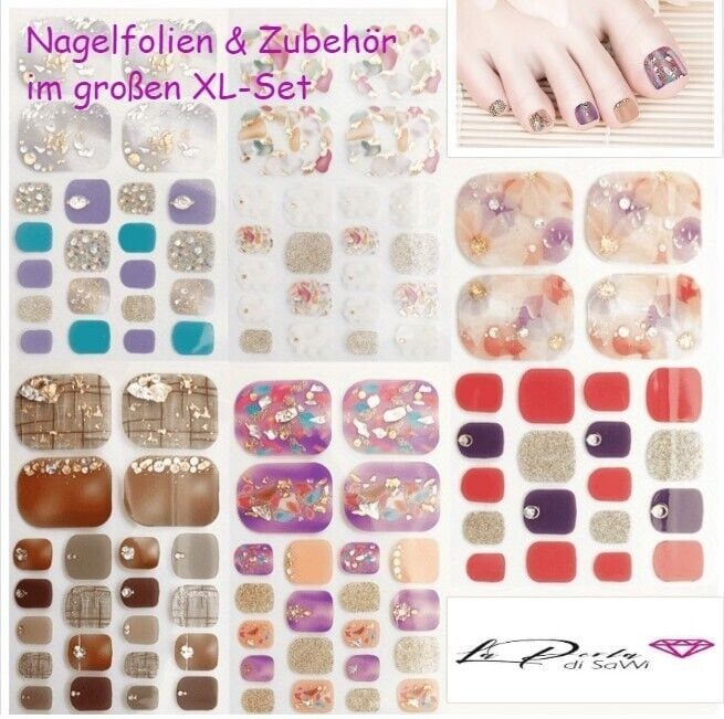 xxl-Nagelfolien-Set Selbstklebend Inkl Zubehör Exklusiv Zehennägel Full Cover Nagelsticker Pediküre Wrap Ohne Lampe Nails Diy French 27Tlg von Etsy - LaPerlaDiSaWi