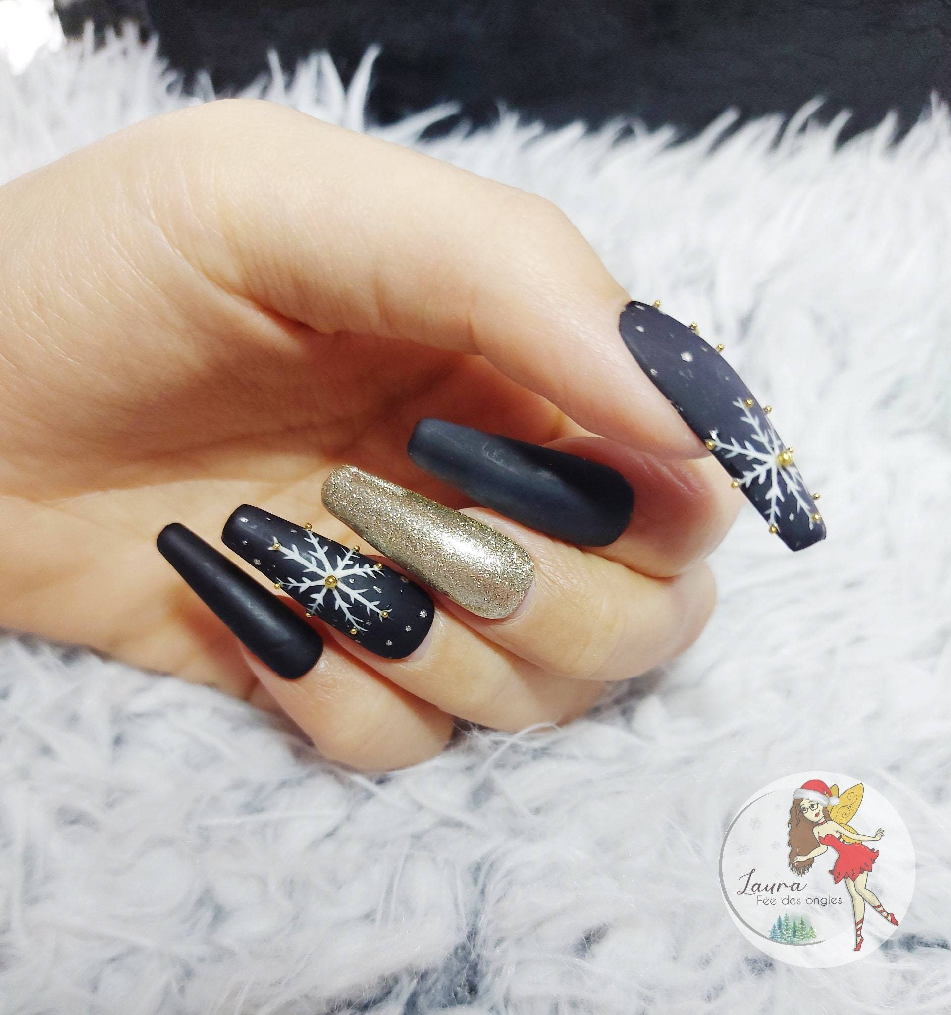 Wiederverwendbare Individuelle Kunstnägel | Press On Nails, 10Er-Set, Weihnachtskollektion 2021 von Etsy - LauraFeeDesOngles