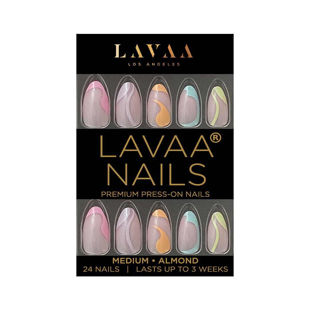 Pastel Dreams Press-On Nails | Medium Almond Pastell Swirl Nägel Salonqualität Und Wiederverwendbar Lava Schönheit von Etsy - LavaaBeauty