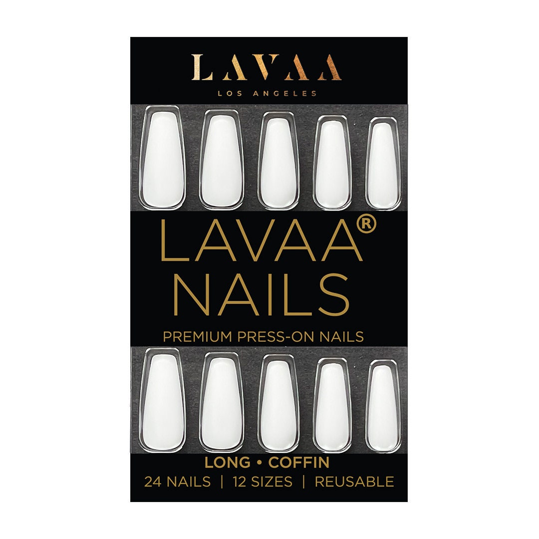 White Coffin Press-On Nails | Matte Weiße Lange Sarg Nägel Salon-Qualität & Wiederverwendbar Lava Schönheit von Etsy - LavaaBeauty