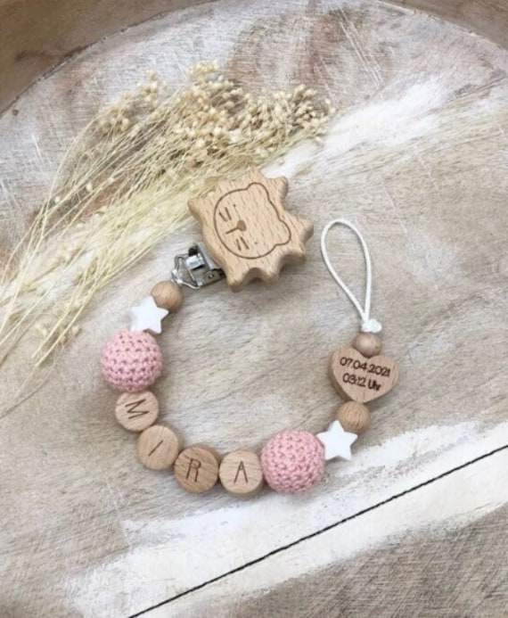 Schnullerkette Personalisiert Datum Graviert von Etsy - LemonandCocoa