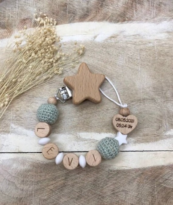 Schnullerkette Personalisiert Datum Graviert von Etsy - LemonandCocoa