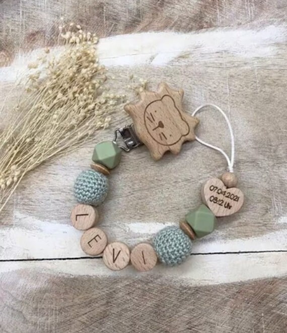 Schnullerkette Personalisiert Datum Graviert von Etsy - LemonandCocoa